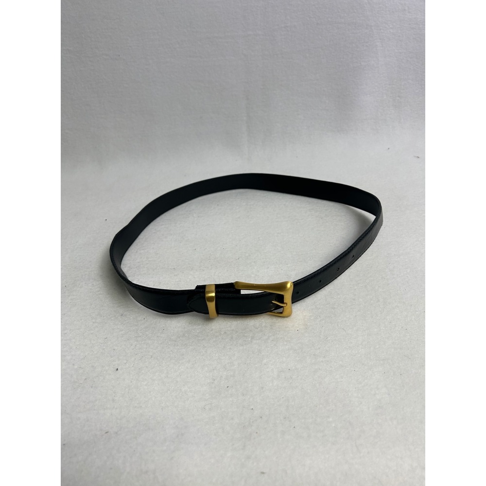 Classic Minimalist Unbranded Womens Size 14 Black‎ Skinny Belt Gold Buckle Slim